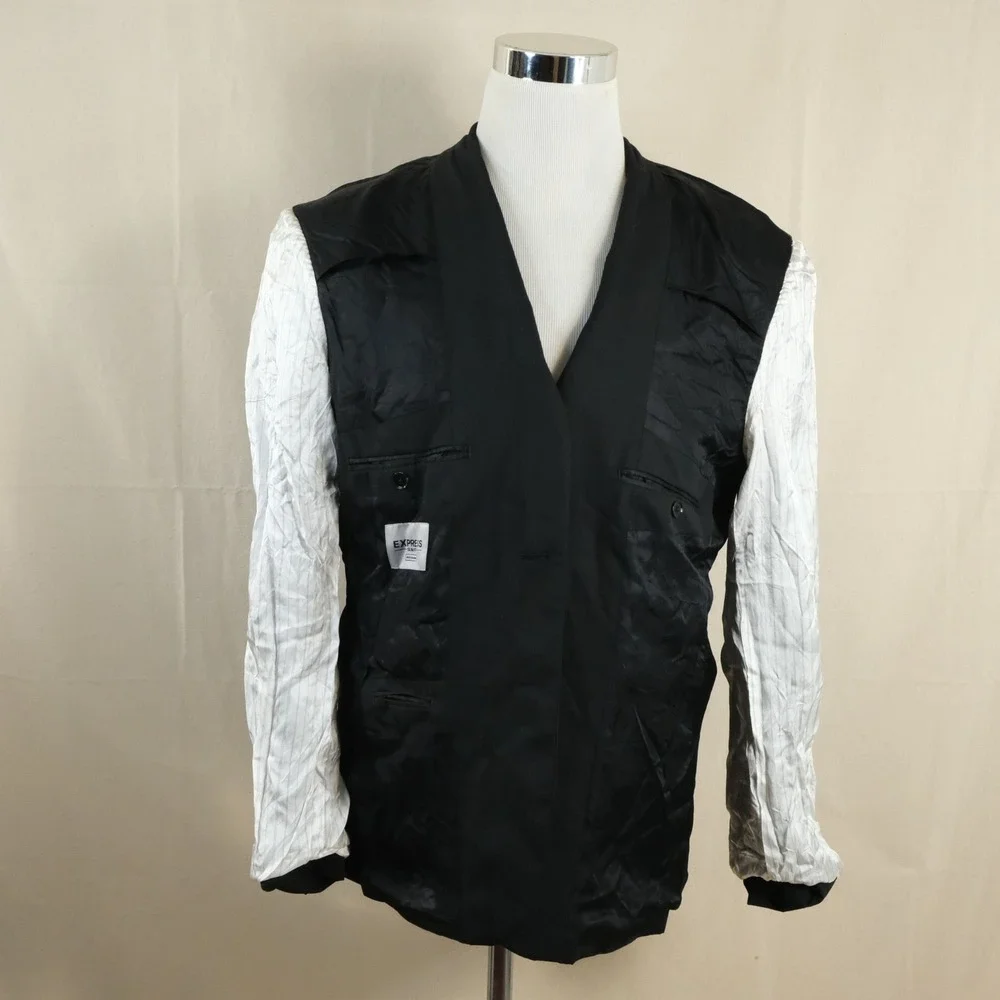 Express 40R Photographer Sport Coat Wool Blend Black Two Button Lined Vented